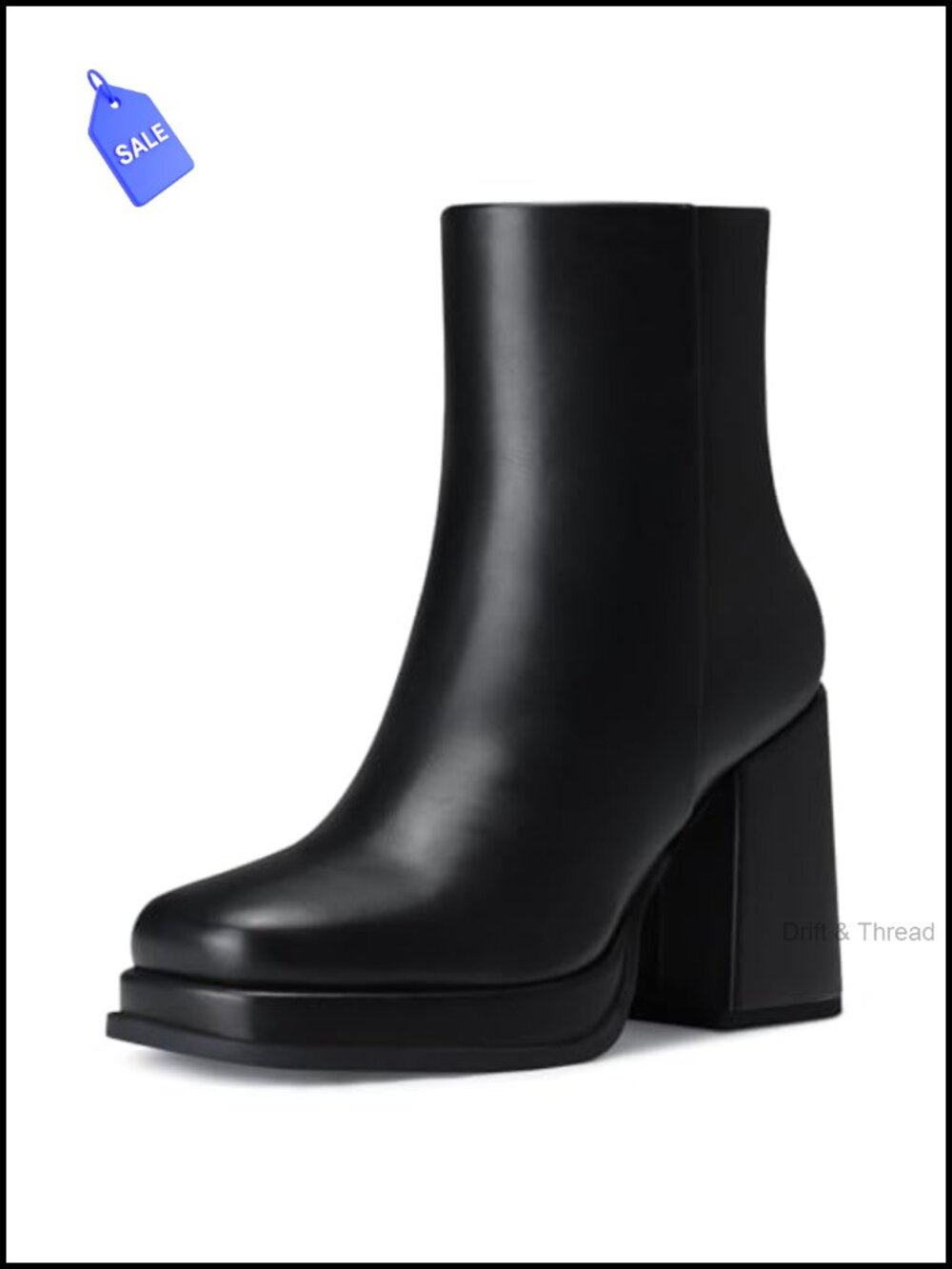 PU Leather Platform Ankle Boots Chunky Block Heel